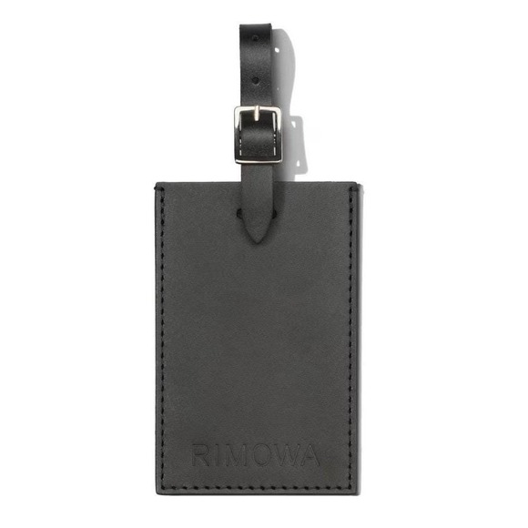 Rimowa 100% Leather Travel Luggae Address Tag & Sticker Decal Black Silver Italy - Picture 2 of 9